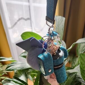 Teal Glitter Keychain with Charms